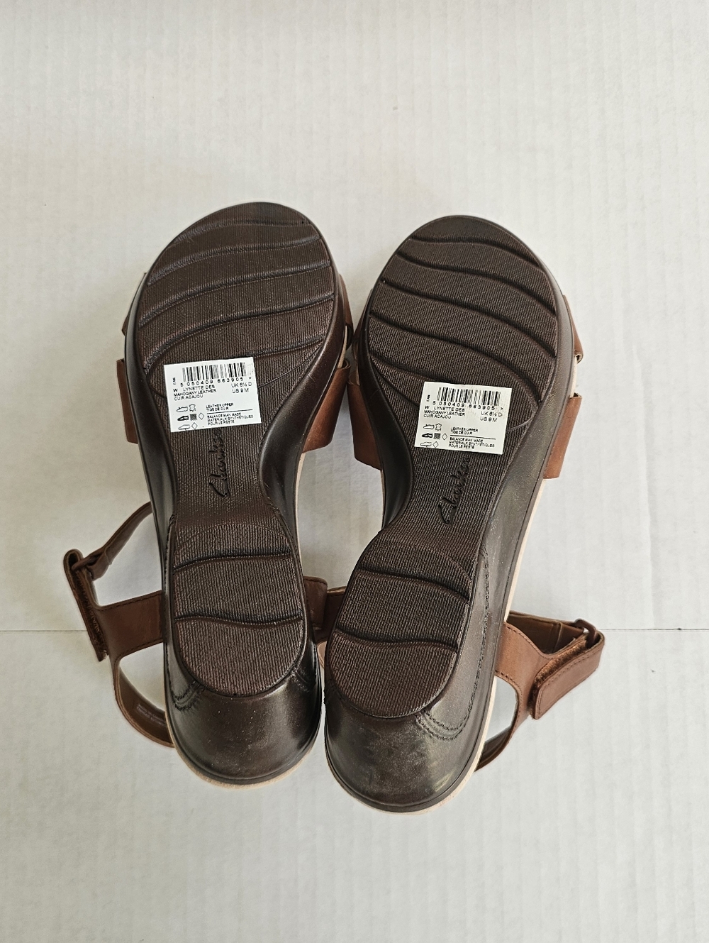 Collection By Clarks Lynette Wedge Sandals Size 9 Mahogany Brown Ankle Strap - Picture 10 of 12